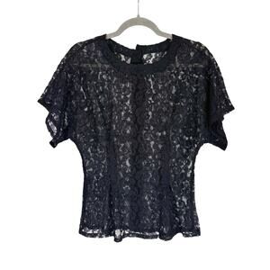 VINTAGE A.B.S CALIFORNIA Black Lace Fit & Flare Top Small S